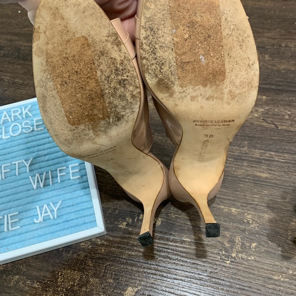 Manolo Blahnik Nude Slingback Buckle Heels Size 8 - Picture 4 of 6